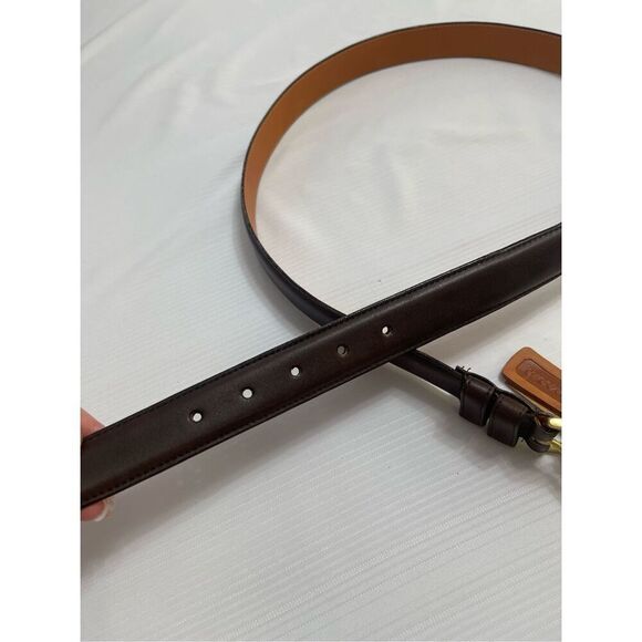 Vtg COACH 7602 Brown Belt Men’s 42 Cowhide Leather Solid Brass Buckle USA NOS - Picture 3 of 11